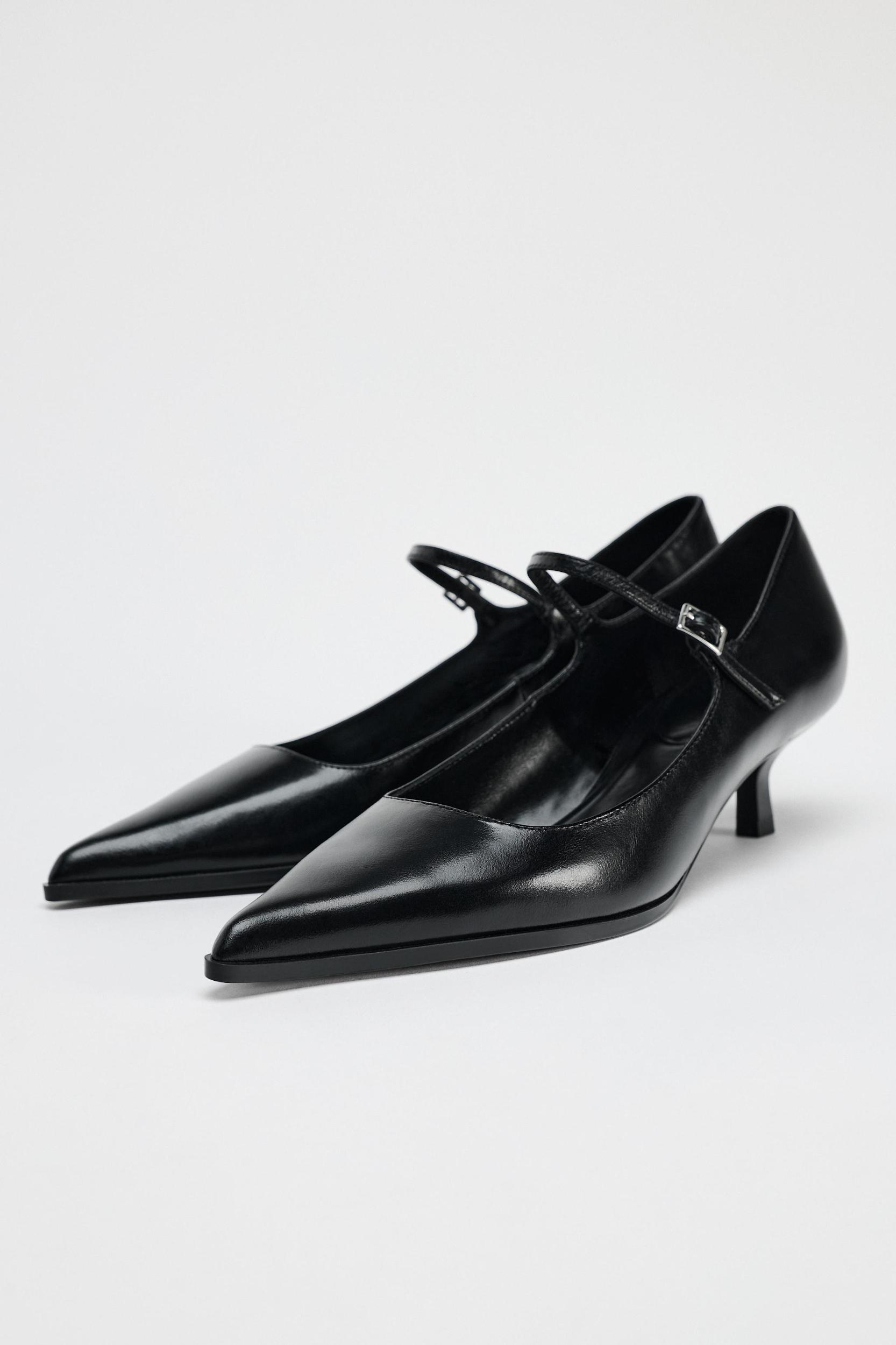 LEATHER KITTEN HEEL SHOES Product Image
