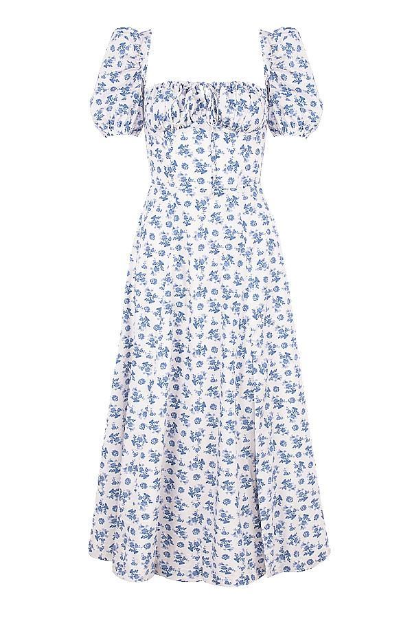 Tallulah Blue White Floral Midi Dress Product Image
