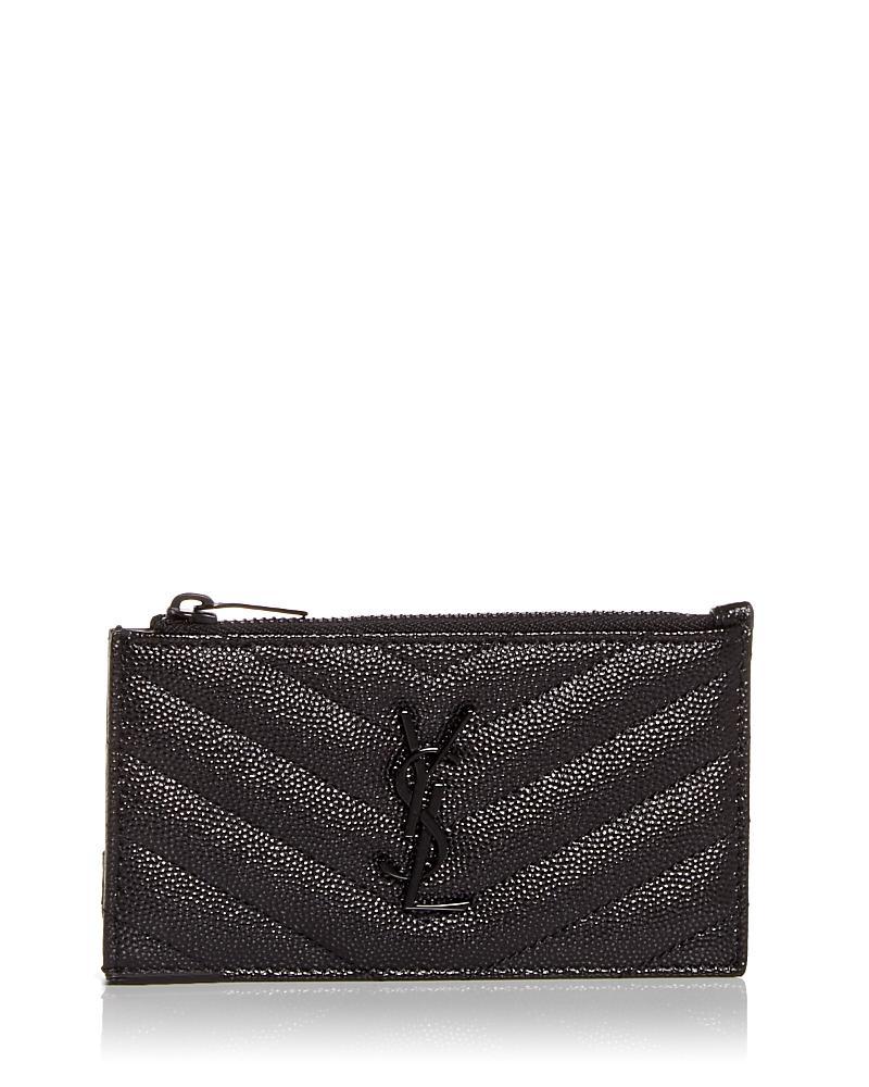 Saint Laurent Cassandre Matelasse Fragments Zipped Card Case Product Image