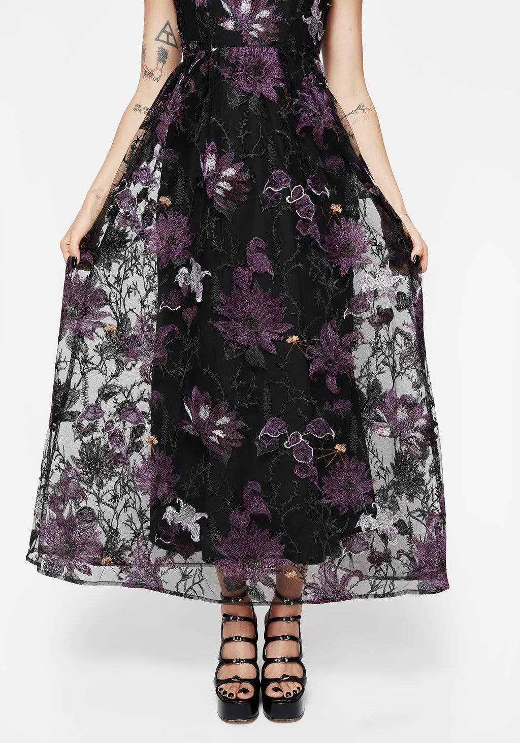 Estrid Embroidered Mesh Midaxi Cami Dress Product Image