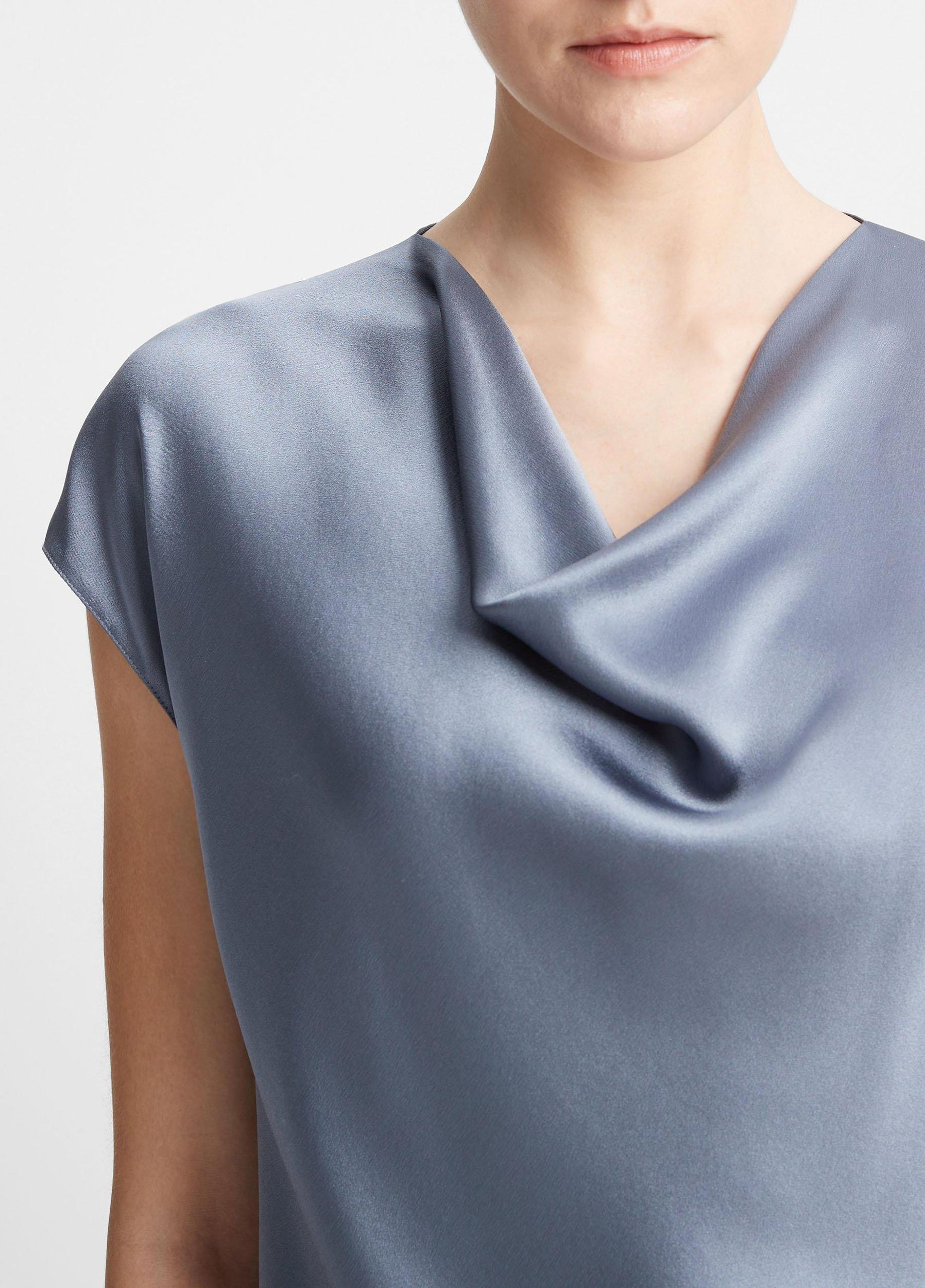 Womens Silk Cowl-Neck Blouse, Off White, Size XL Vince Product Image