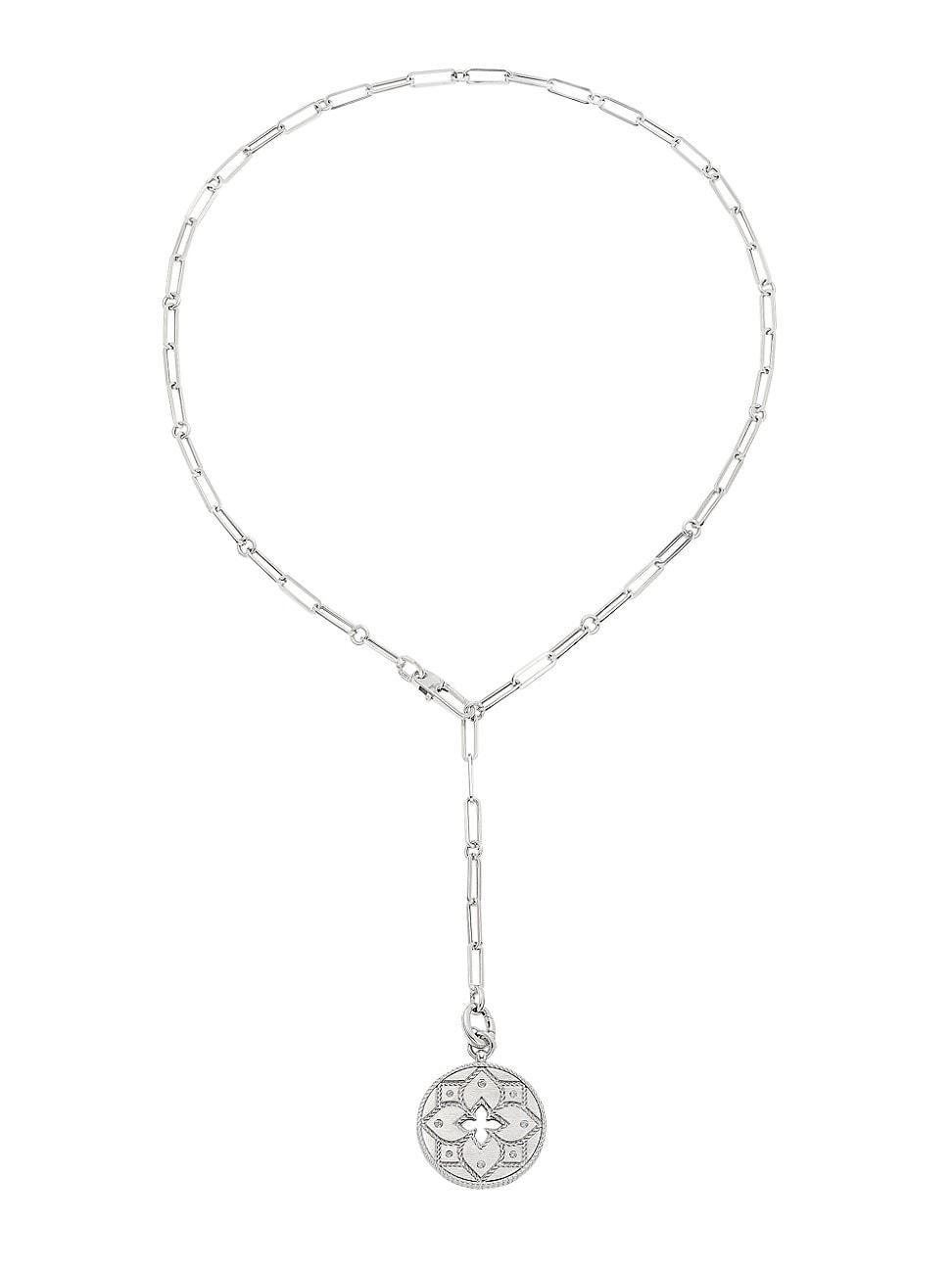 Womens Venetian Princess 18K White Gold & Diamond Medallion Necklace Product Image