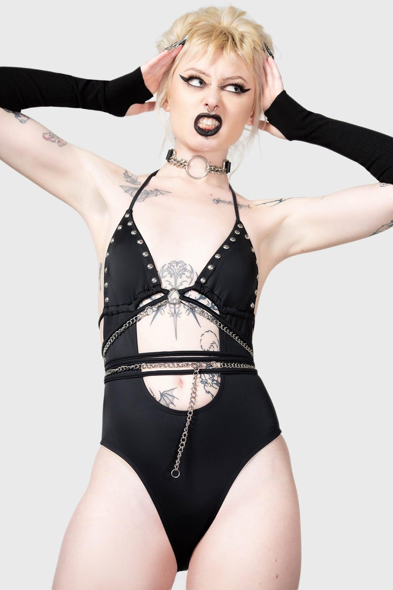 Black Hearted Swimsuit - Resurrect Female Product Image