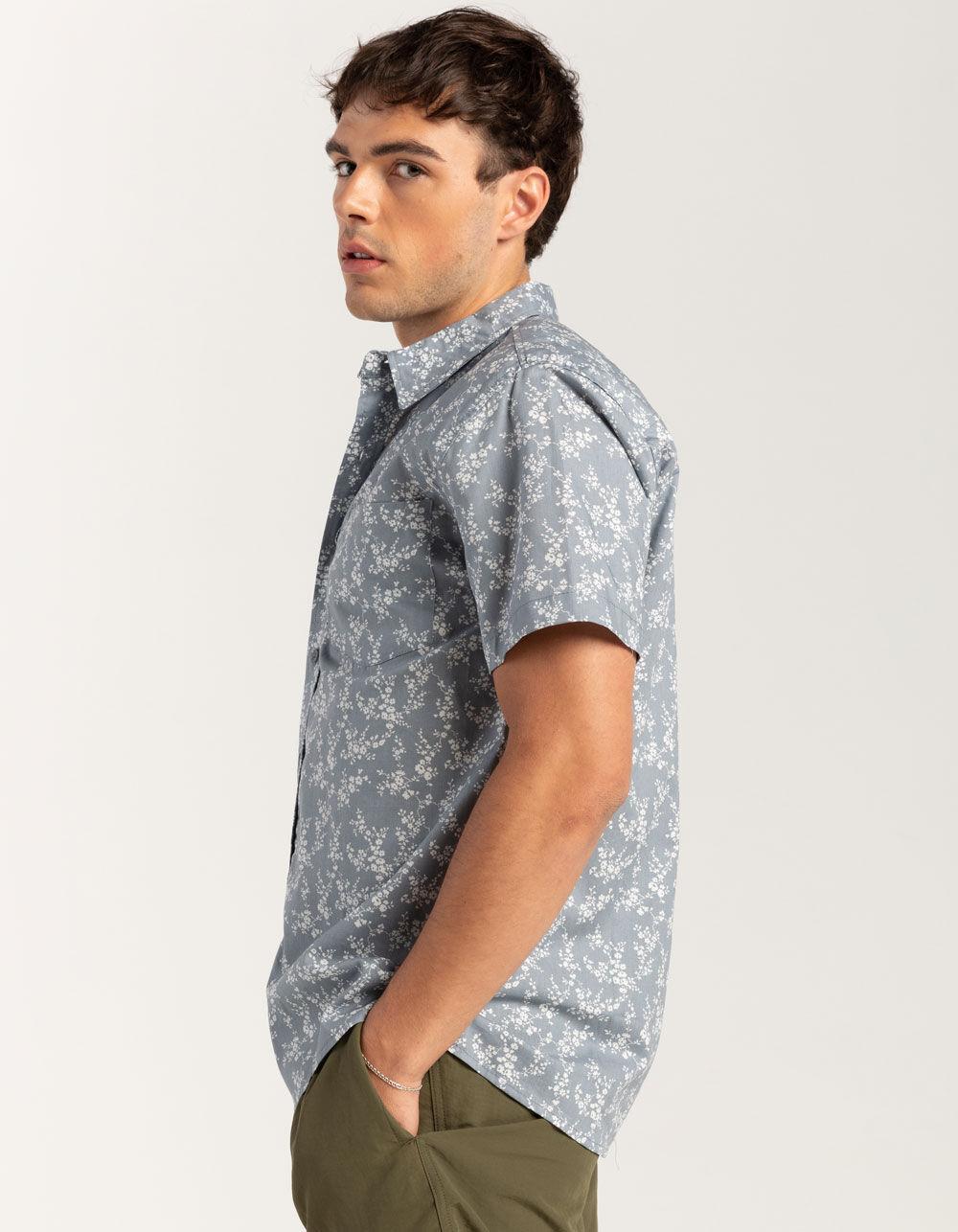 RSQ Mens Ditsy Floral Button Up Shirt - DUSTY BLUE Product Image