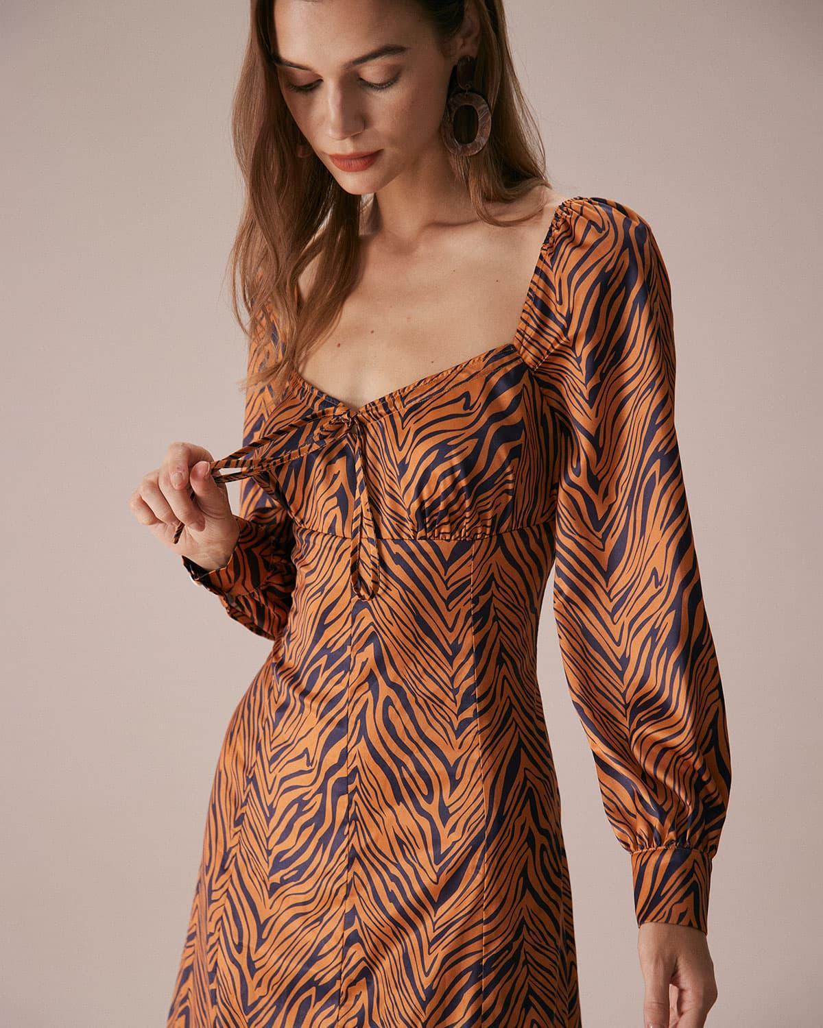 The Brown Sweetheart Neck Zebra Maxi Dress Product Image