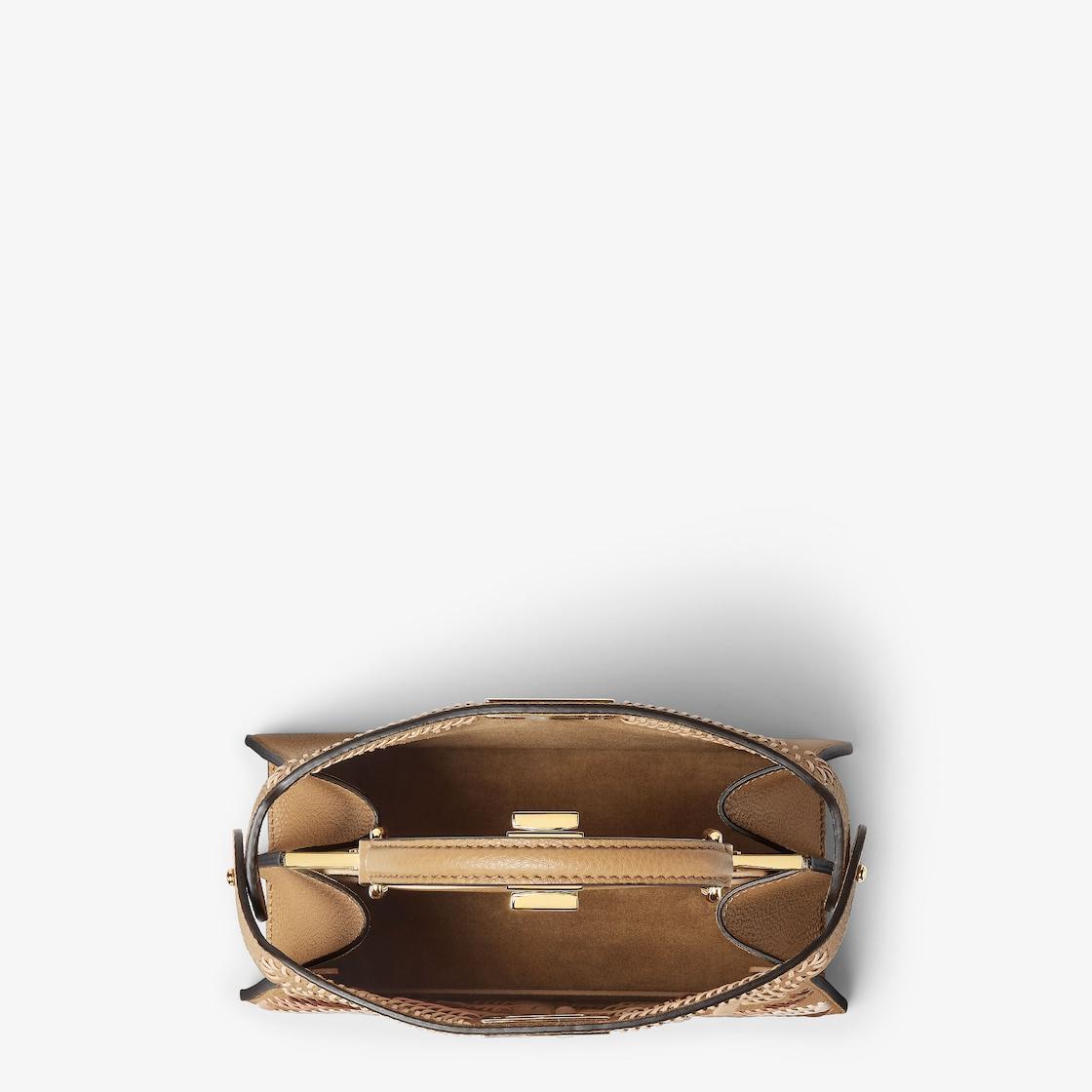 Peekaboo ISeeU SmallCappuccino-colored leather bag with FF interlacing Product Image
