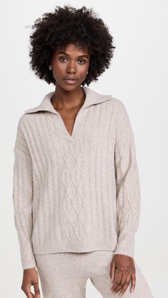 Splendid Stassi Cable Polo Sweater | Shopbop Product Image