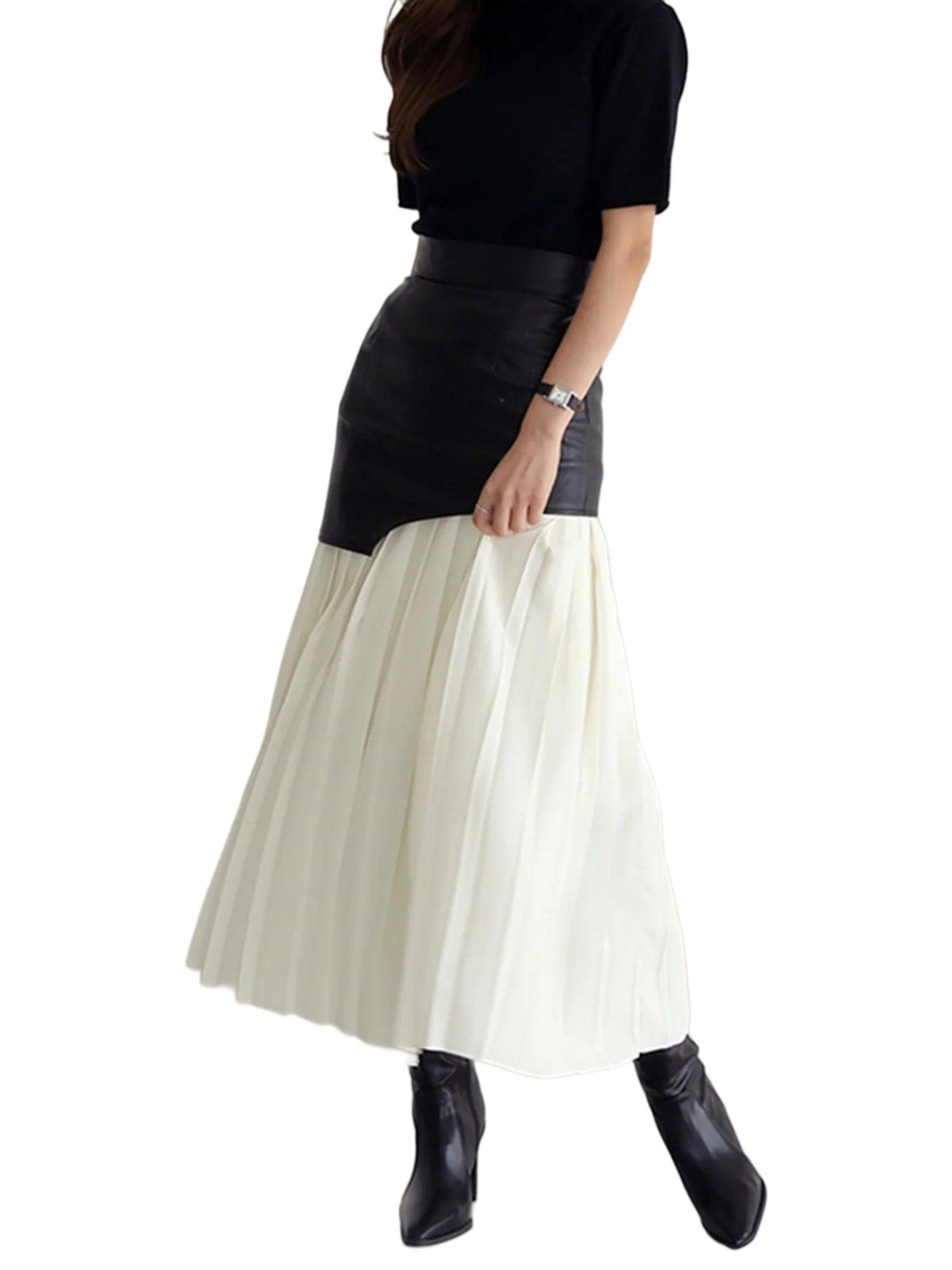 Lily Clothing Patchwork Pleats Skirt Product Image
