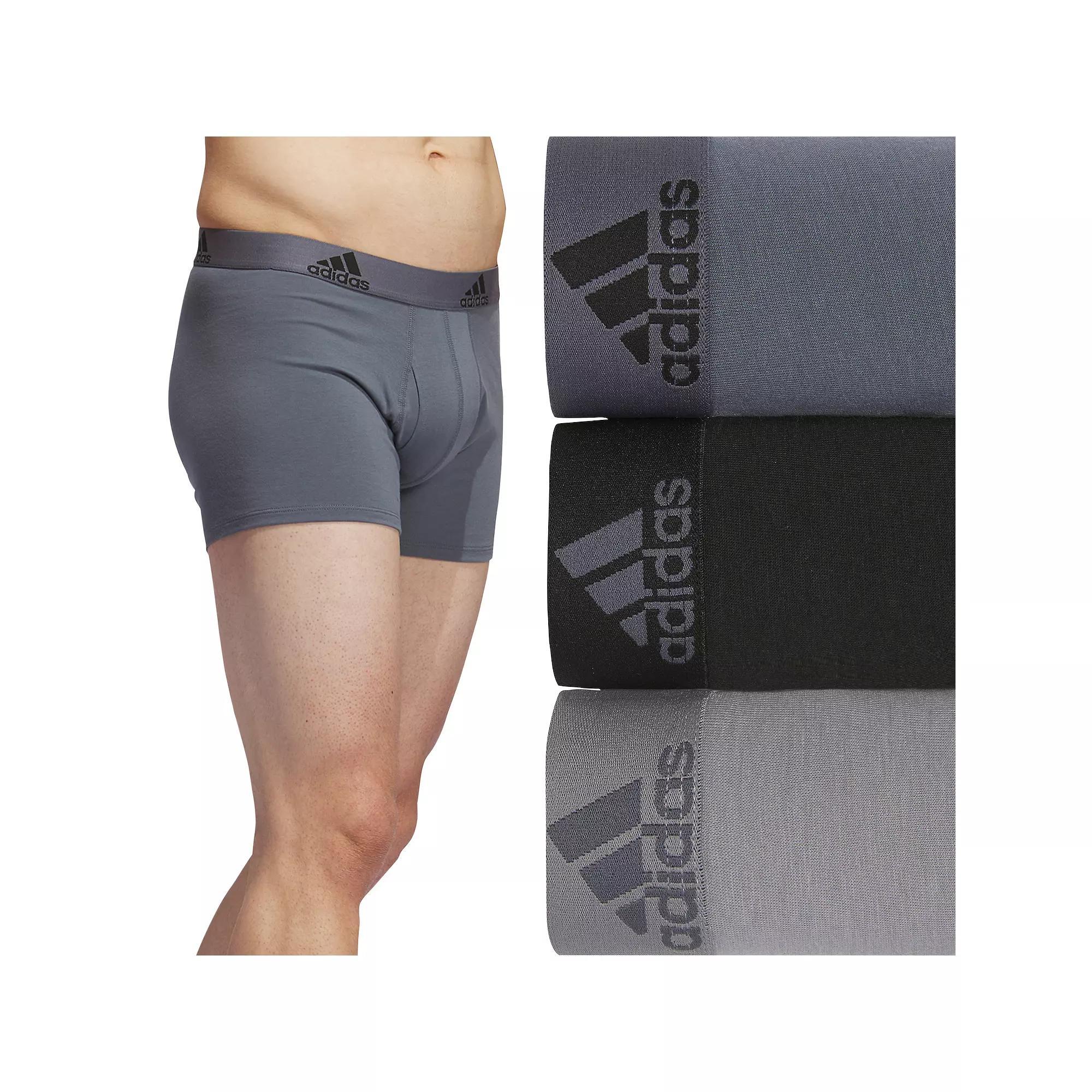 Men's adidas 3-Pack Stretch Trunk Boxer Briefs, Size: XXL, Onix Gray Black Gray Product Image