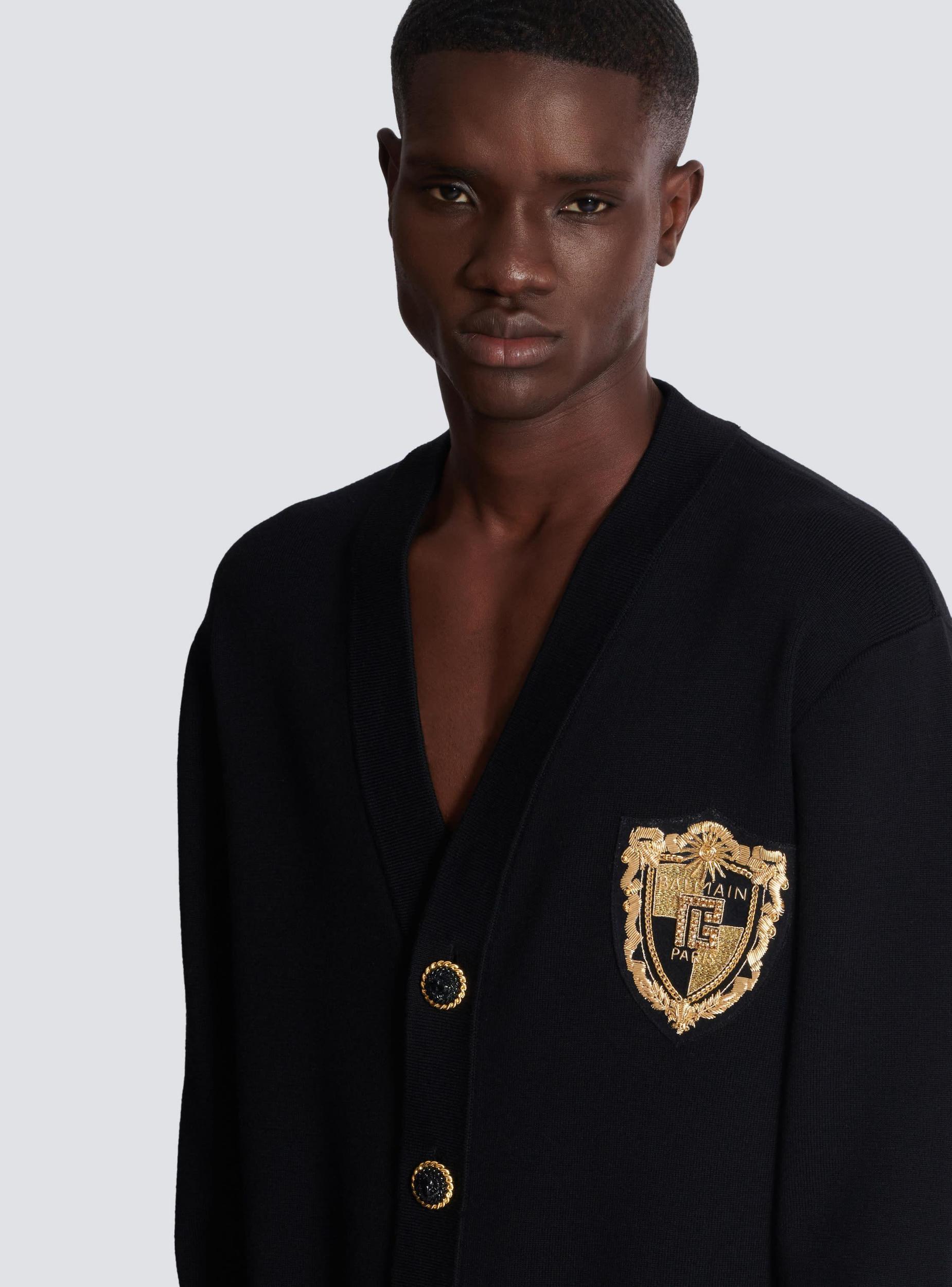 Knit cardigan with embroidered patch Product Image