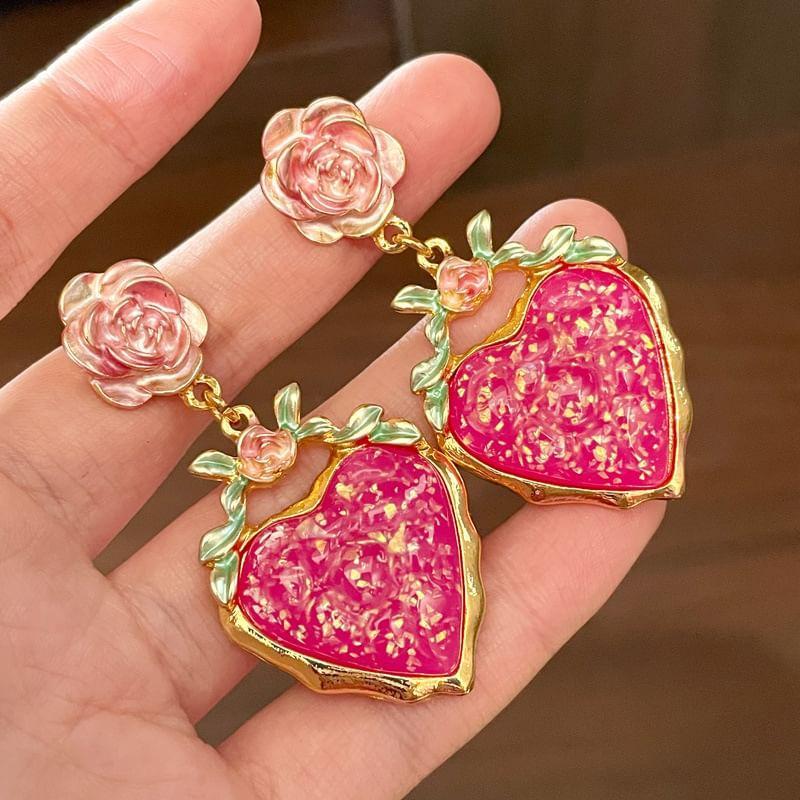 Heart Rose Drop Earring Product Image