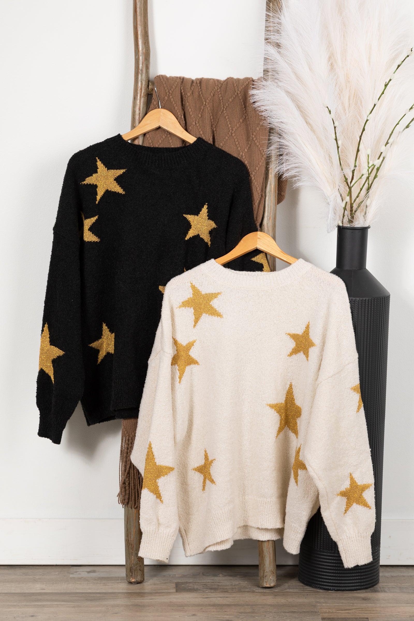 Shiny Star Pattern Pullover Sweaters Product Image