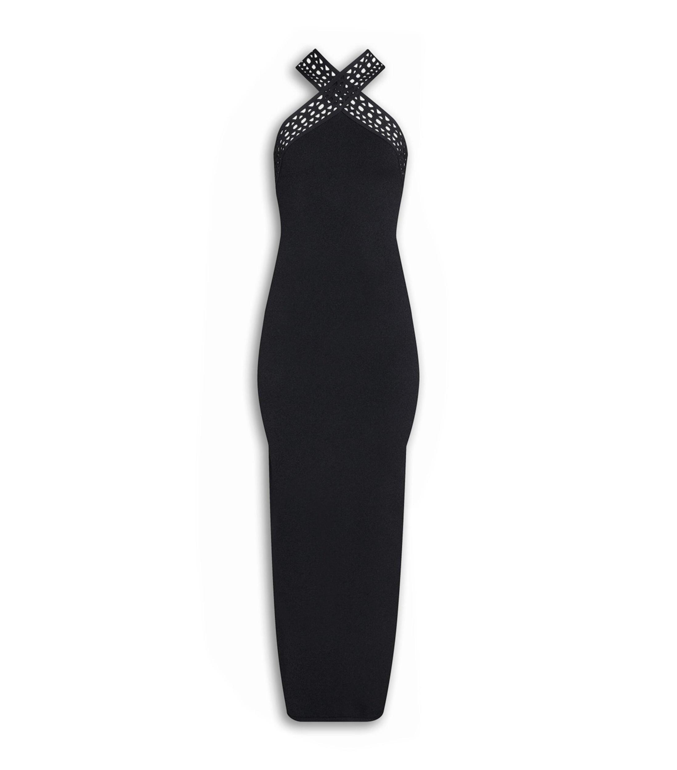 ALAÏA Alaia Womens Noir Alaia Vienne Slim-fit Knitted Maxi Dress In Black Product Image