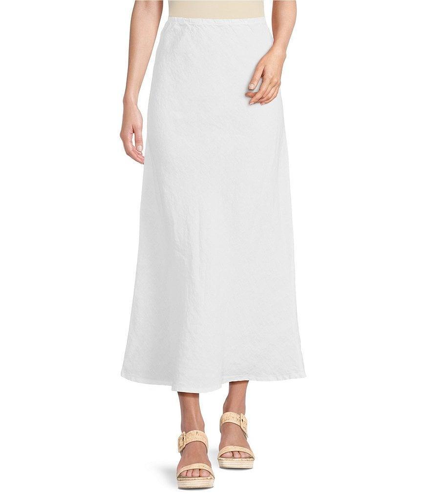 Bryn Walker Light Linen Elastic Waist A-Line Bias Skirt Product Image