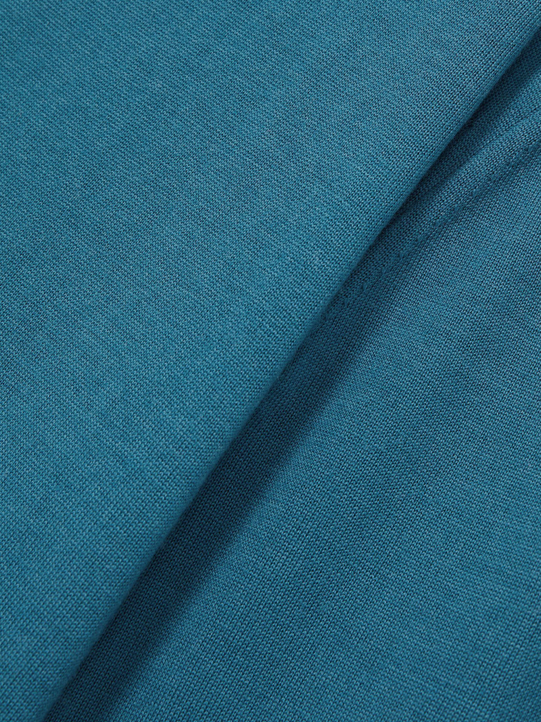 Merino Wool Half-Zip Funnel Neck Jumper in Deep Teal Blue Product Image