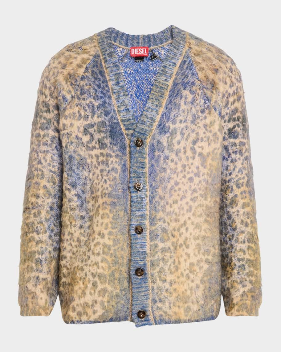 Mens Fuzzy Jacquard Cardigan Product Image