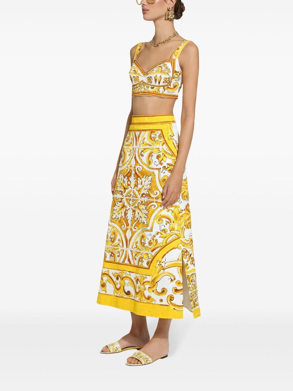Majolica-print cotton crop top Product Image