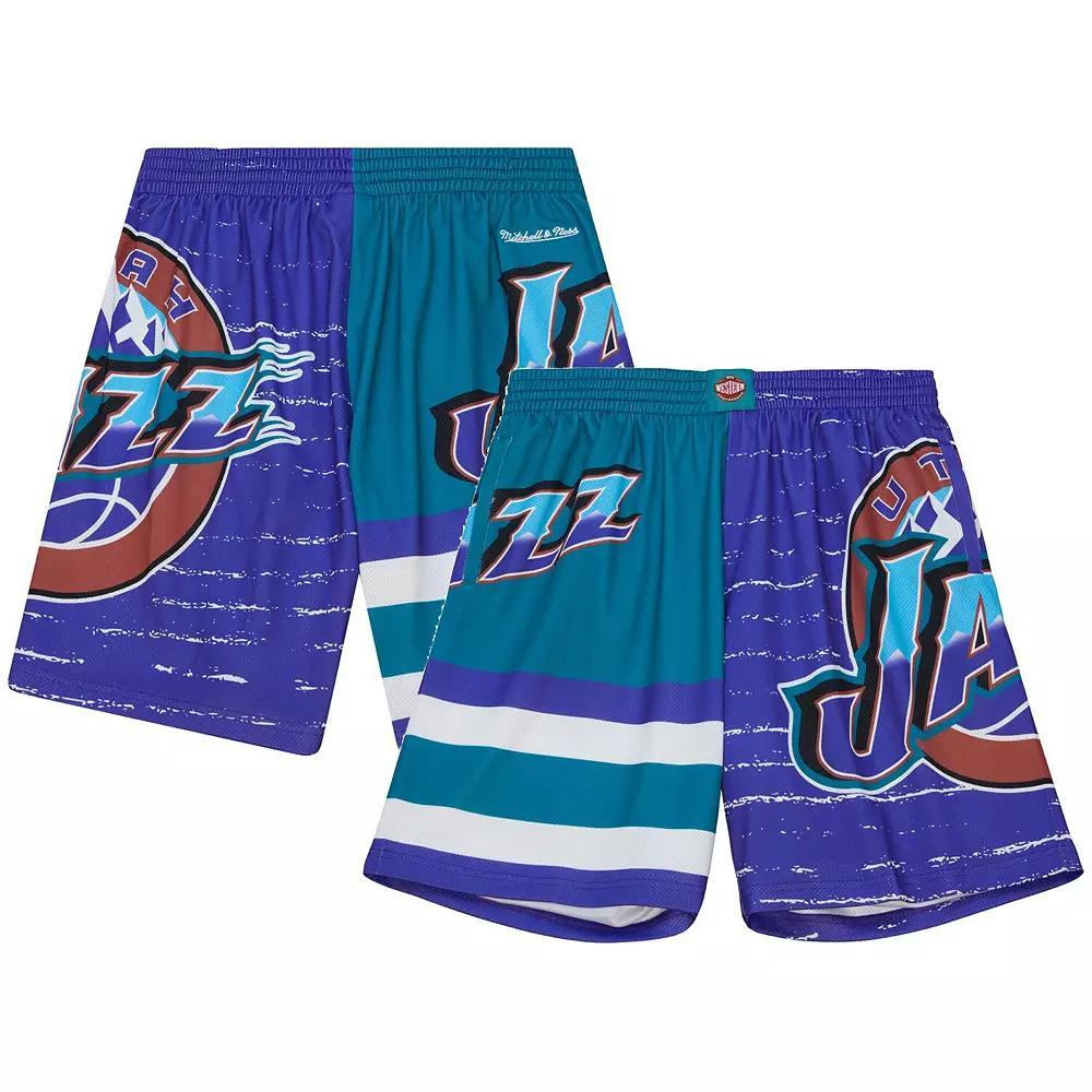 Mens Mitchell & Ness Purple/Turquoise Utah Jazz Jumbotron 3.0 Shorts Product Image