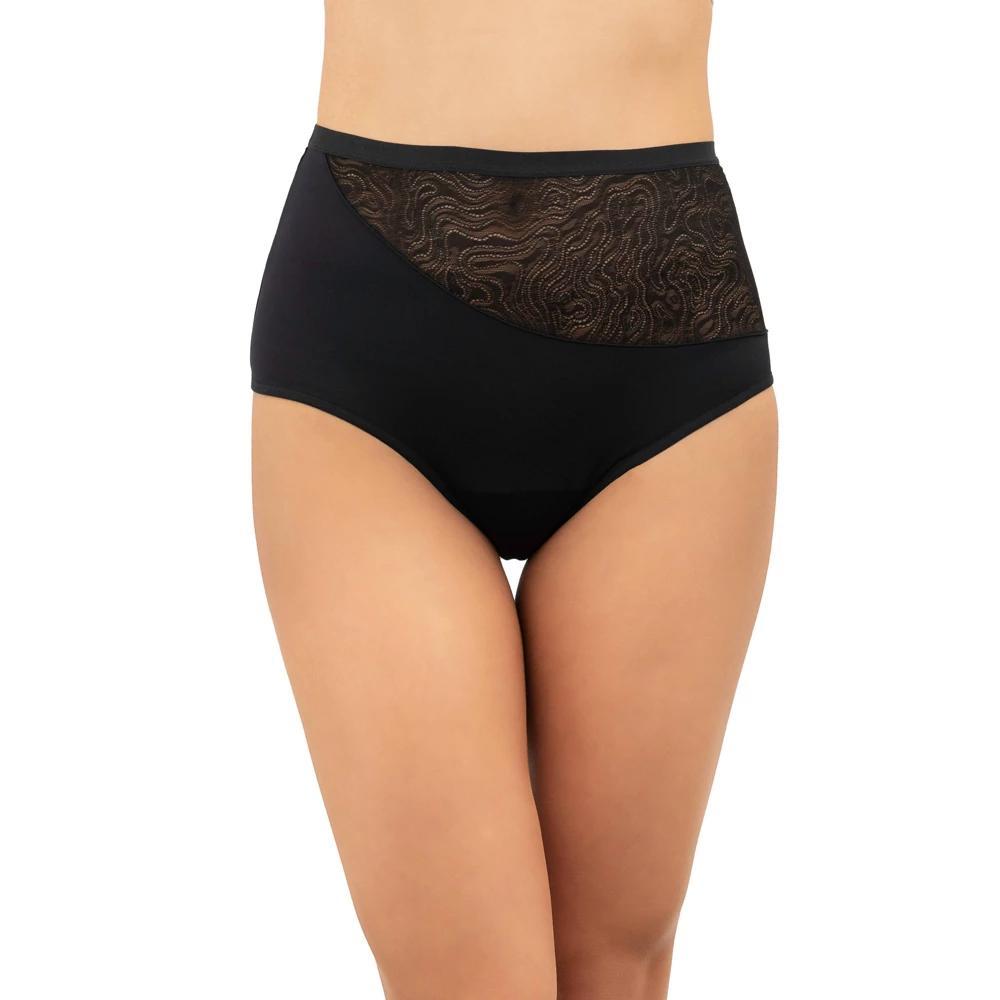 Saalt Leak Proof Women's Period Underwear Regular Absorbency - Soft-Stretch European Lace High Waist Briefs - Quartz Blush - XS Product Image