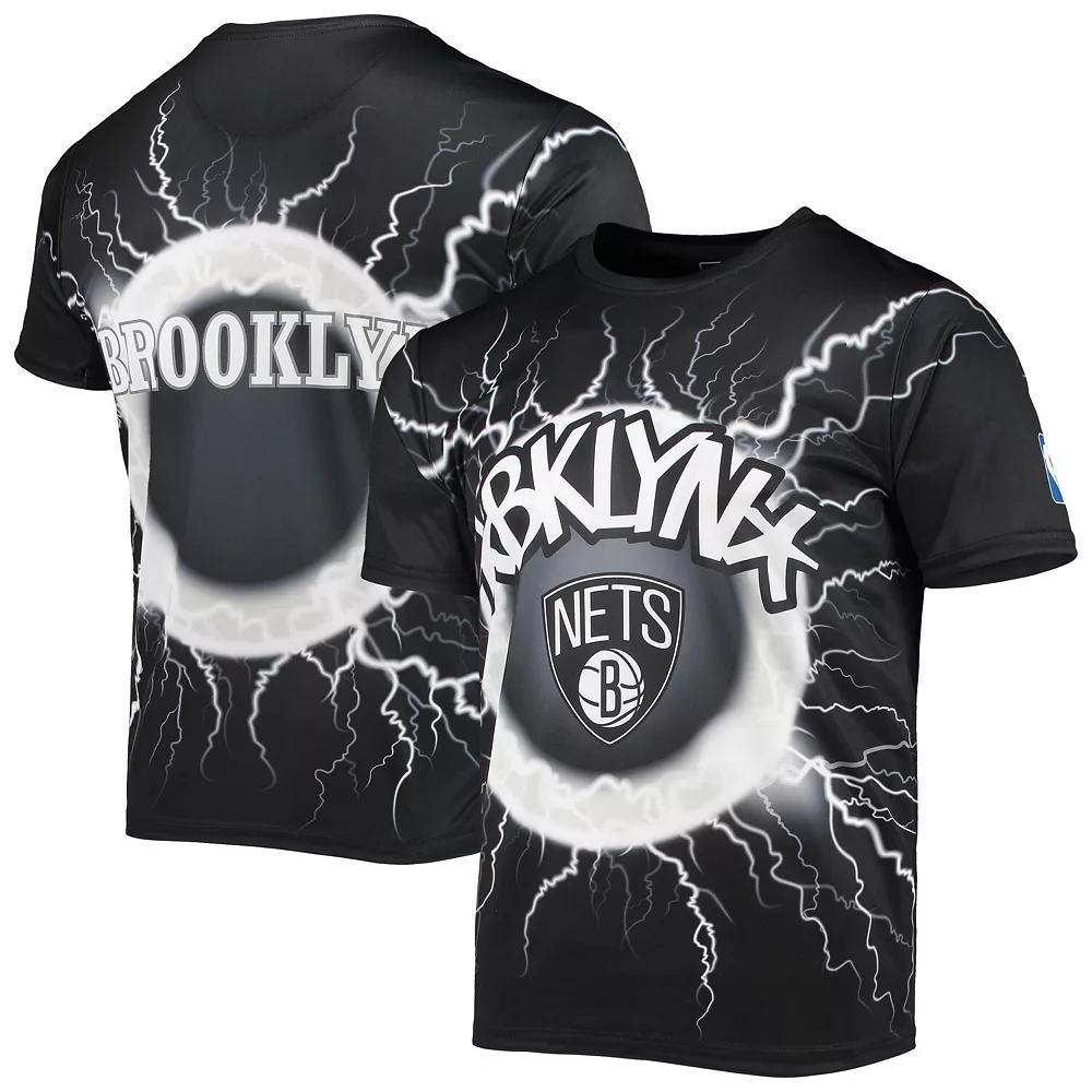 Men's FISLL Black Brooklyn Nets Tornado Bolt T-Shirt, Size: XL Product Image
