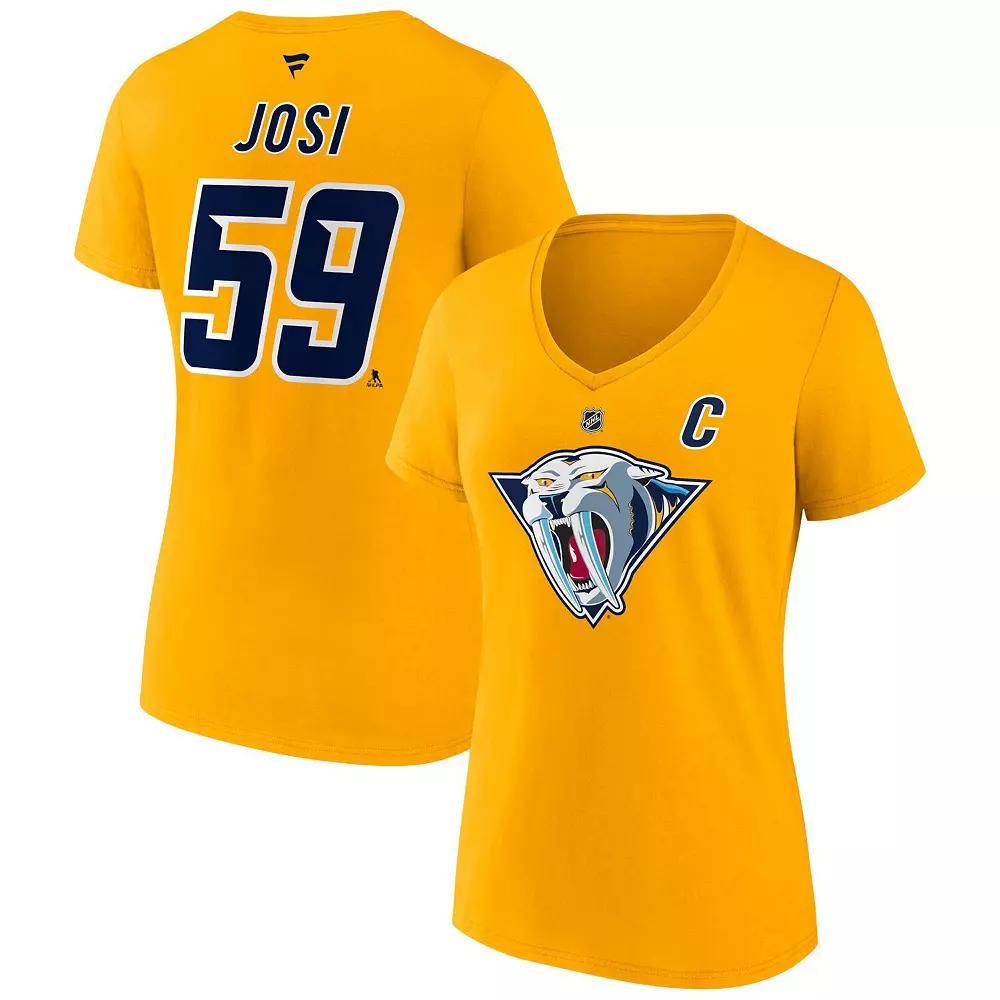 Women's Fanatics Branded Roman Josi Yellow Nashville Predators Special Edition 2.0 Name & Number V-Neck T-Shirt, Size: XL, Pdt Yellow Product Image