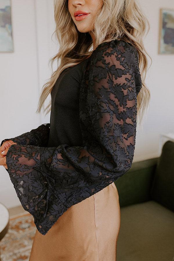 Blissful Smile Jacquard Top in Black Product Image