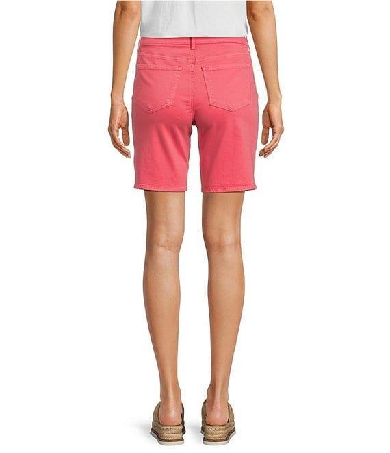 NYDJ Ella Crepe Valley Print Slim Fit Mid Rise Slit Hem Stretch Denim Shorts Product Image