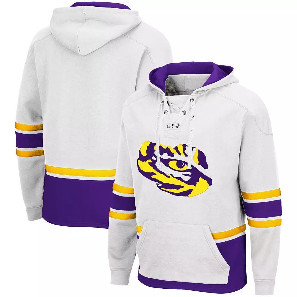 Men's Colosseum White LSU Tigers Lace Up 3.0 Pullover Hoodie, Size: 2XL Product Image