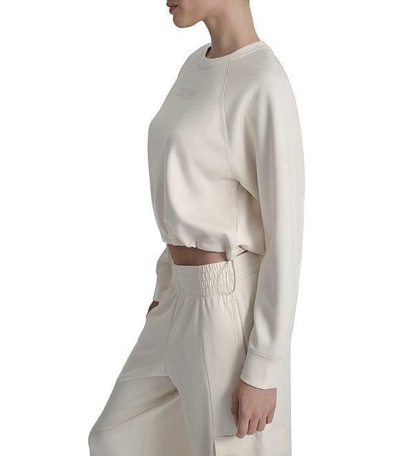 DKNY Sport By Donna Karan Cropped Bungee Hem Crew Neck Logo Pullover Product Image