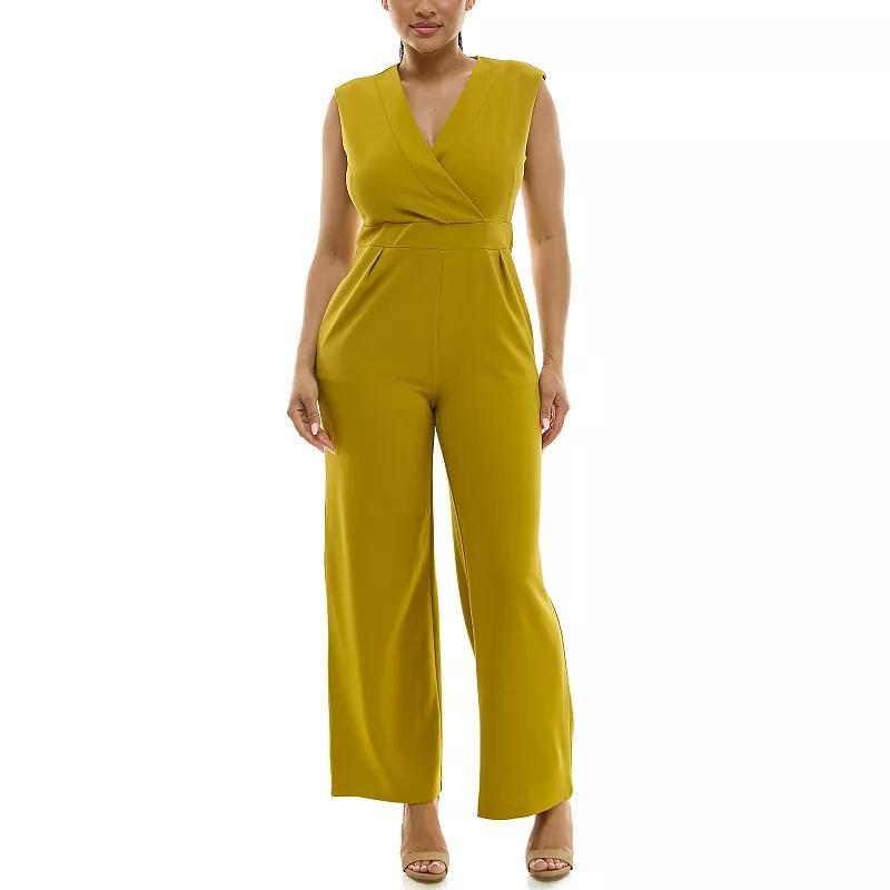 Women's Nina Leonard Surplice Jumpsuit, Size: Small, Blue Product Image