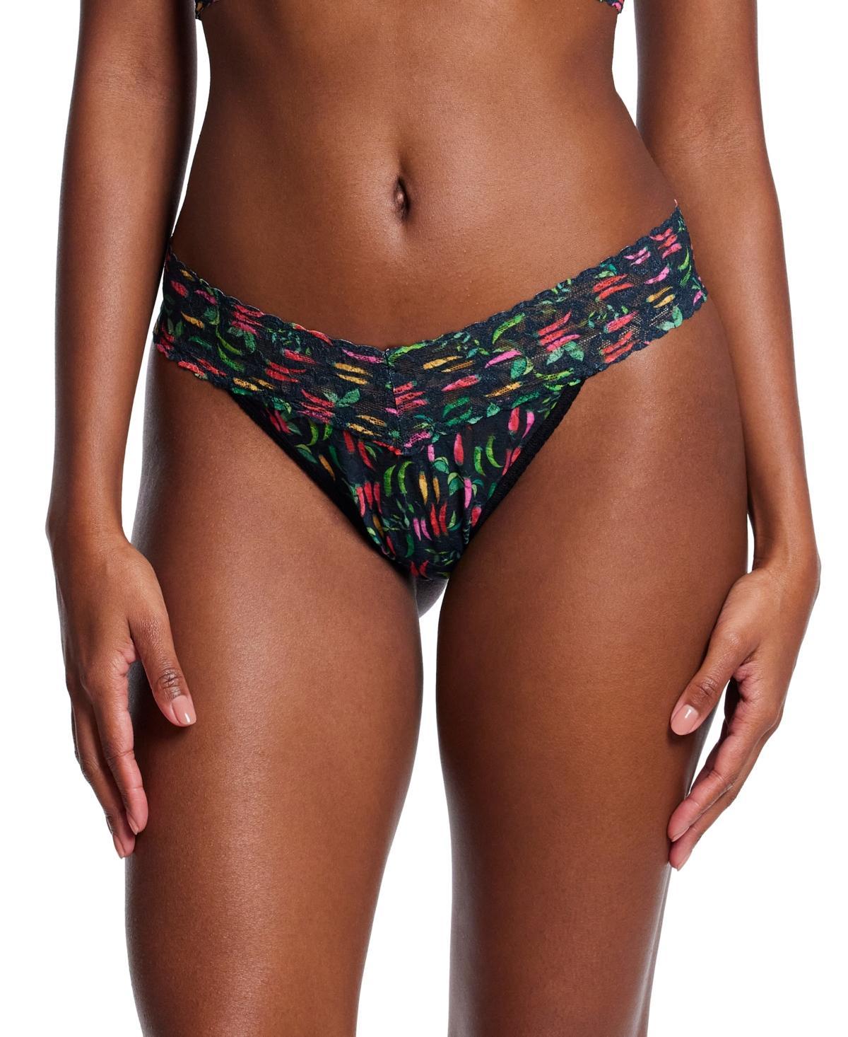 Printed Original-Rise Signature Lace Thong Product Image
