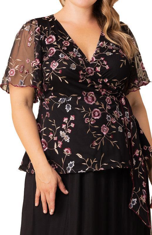 Moonlit Garden Rosalie Embroidered Wrap Top - Plus Product Image