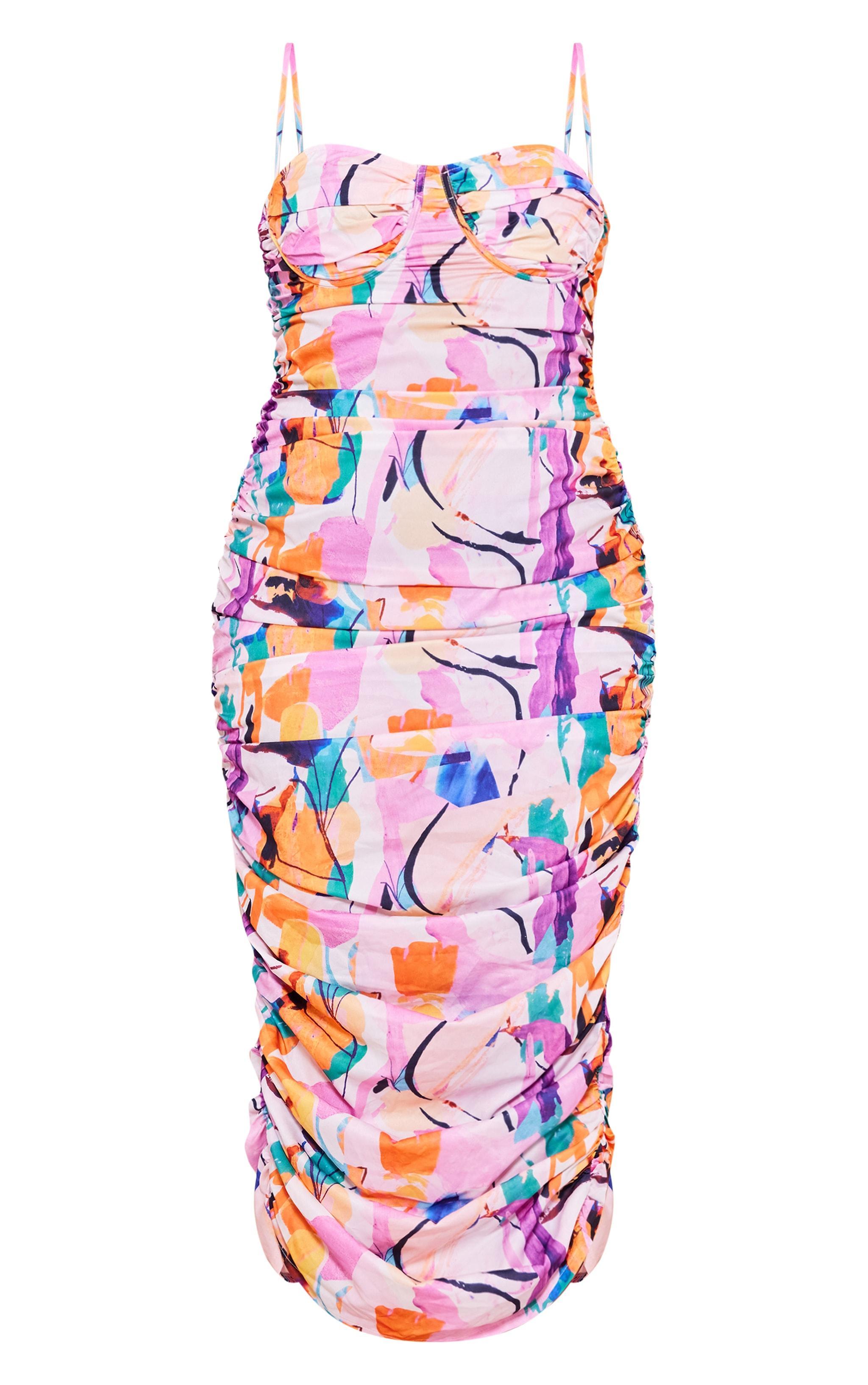 Plus Pink Asymmetric Detail Ruched Midaxi Dress Product Image