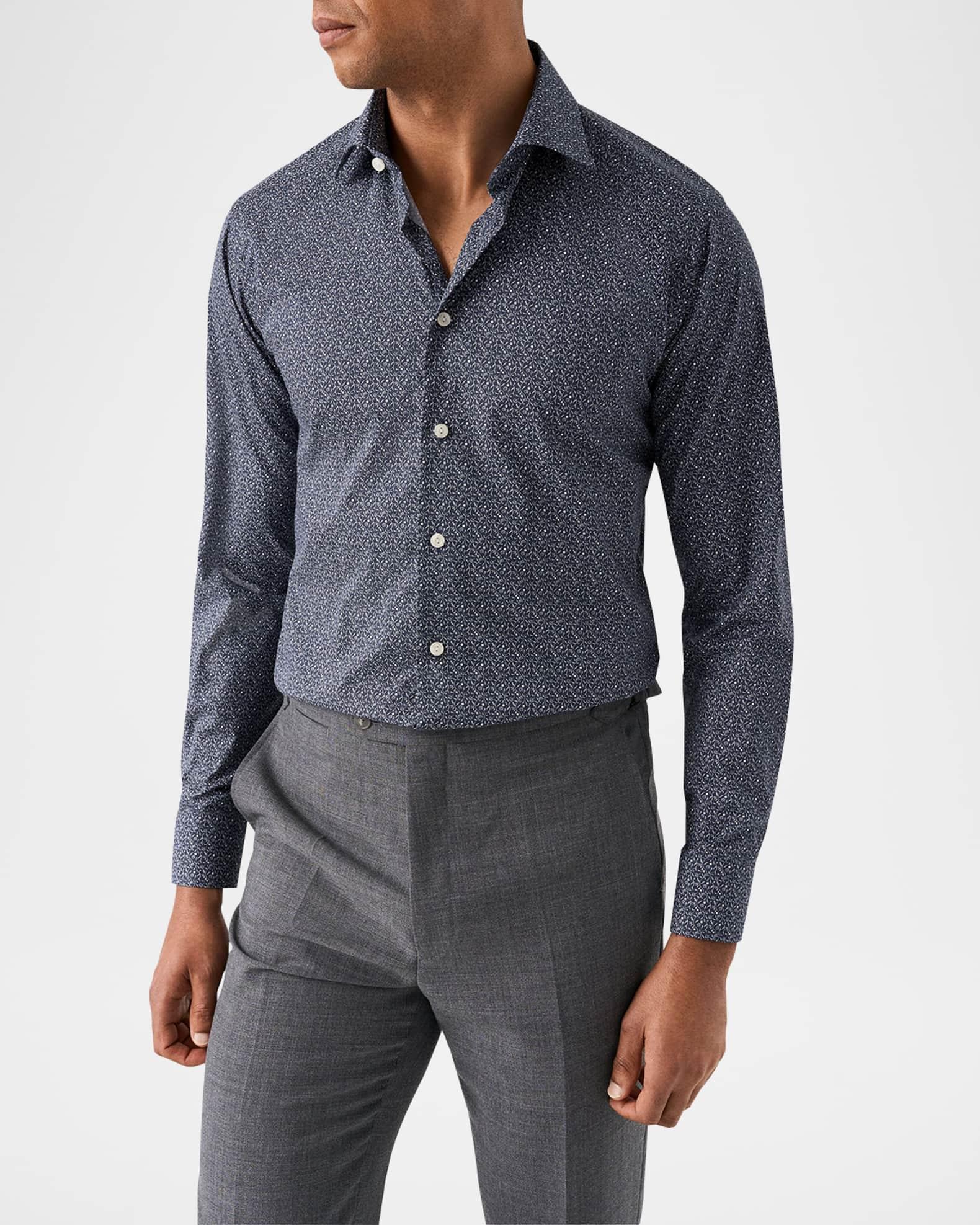 Men's Signature Twill Micro Floral Slim-Fit Dress Shirt Product Image