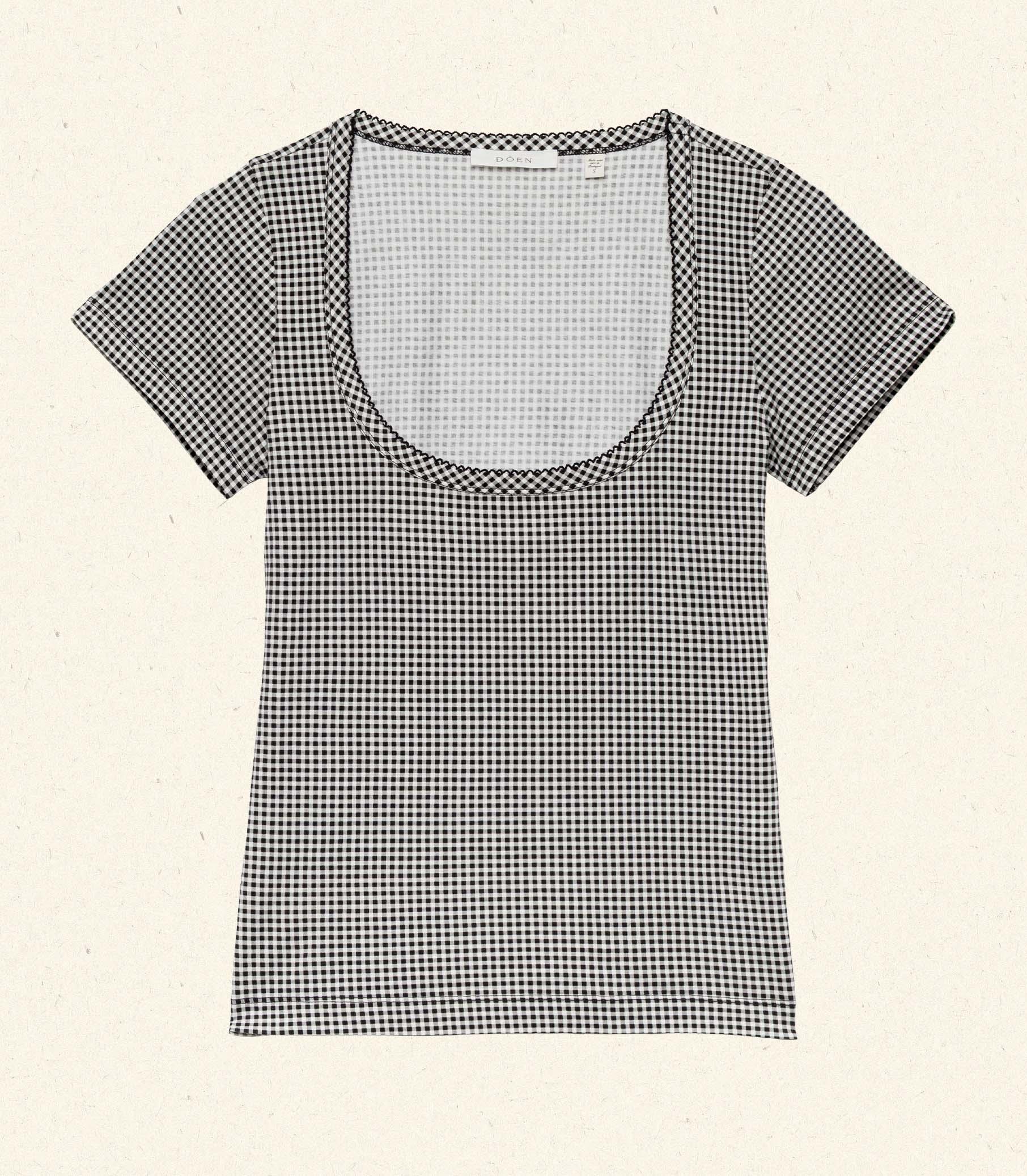 BRIGITTE TEE -- NOIR LA MADDALENA GINGHAM Product Image