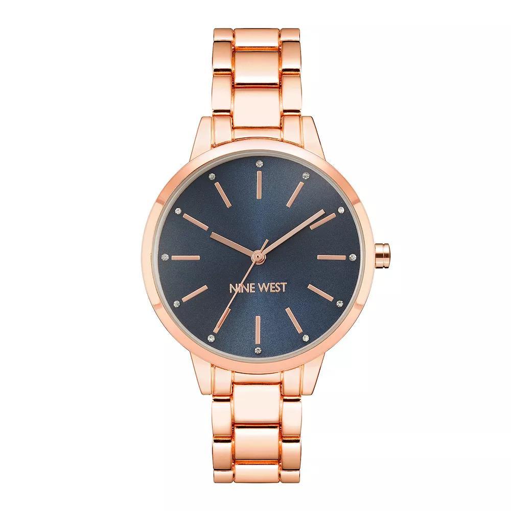 Nine West Women's Gold-Tone Bracelet Watch with Crystal Accents, Size: Medium, Gold Tone Beige Product Image