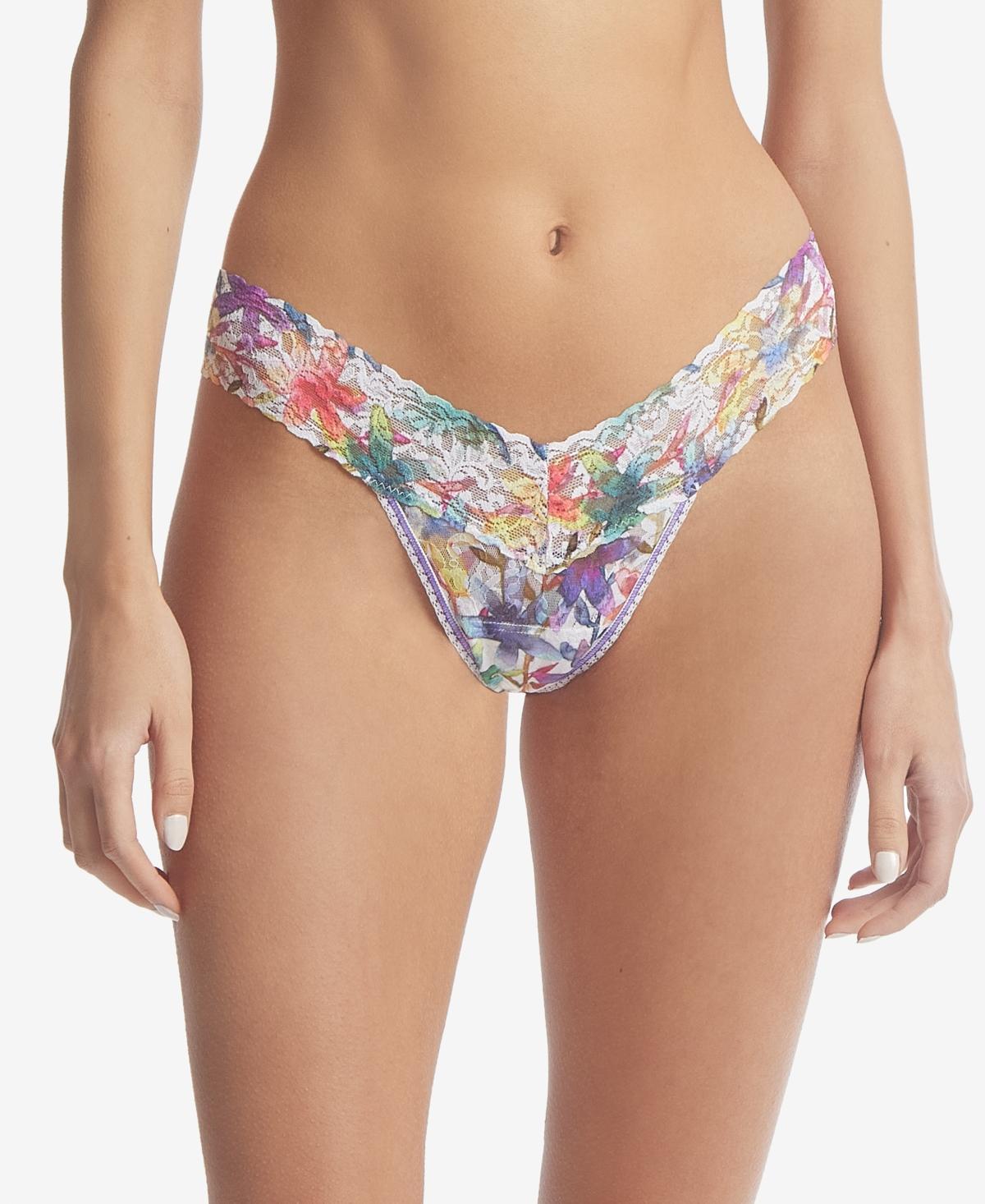 Printed Low-Rise Signature Lace Thong Product Image