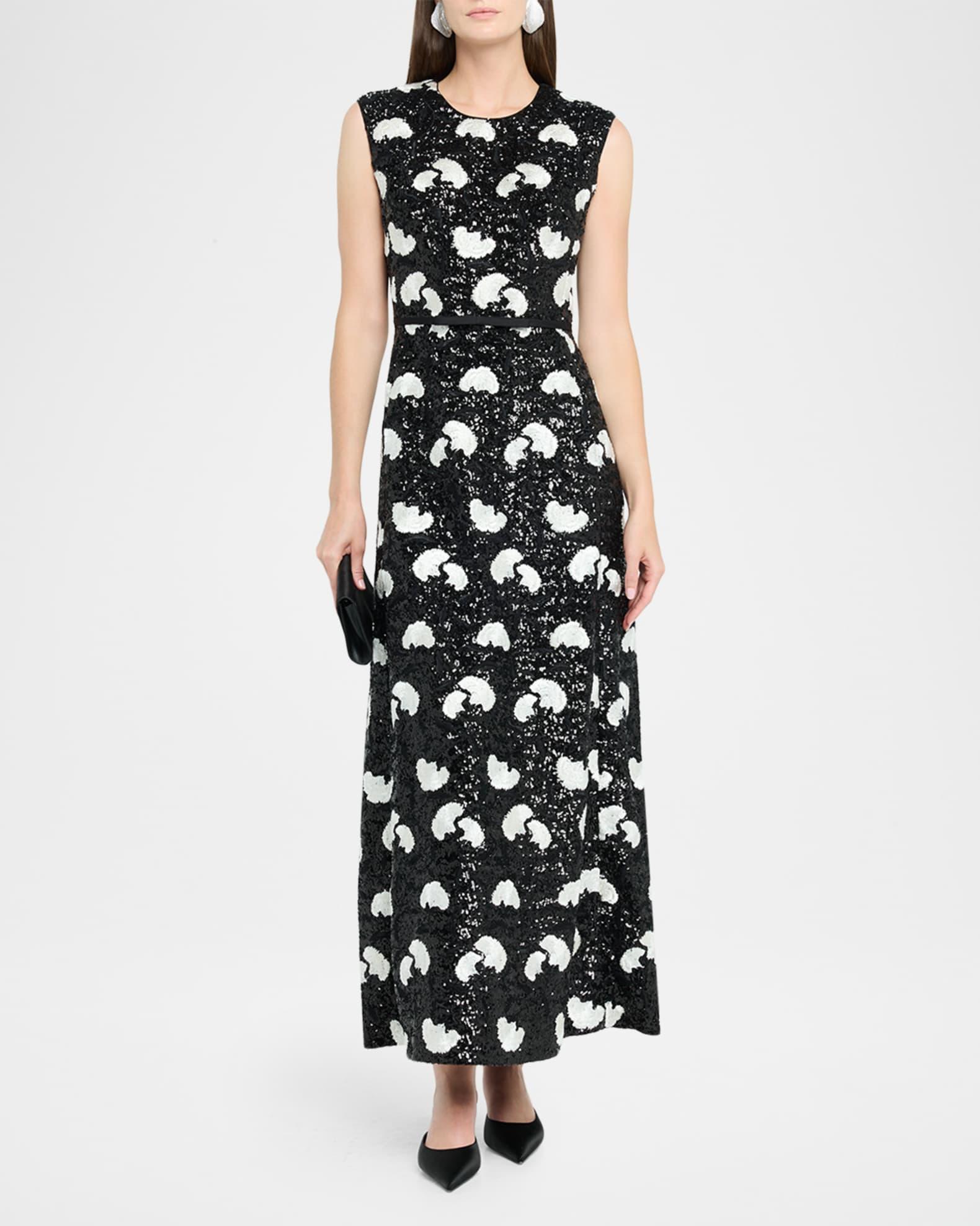 Embroidered Sequin Sleeveless Ankle Dress Product Image