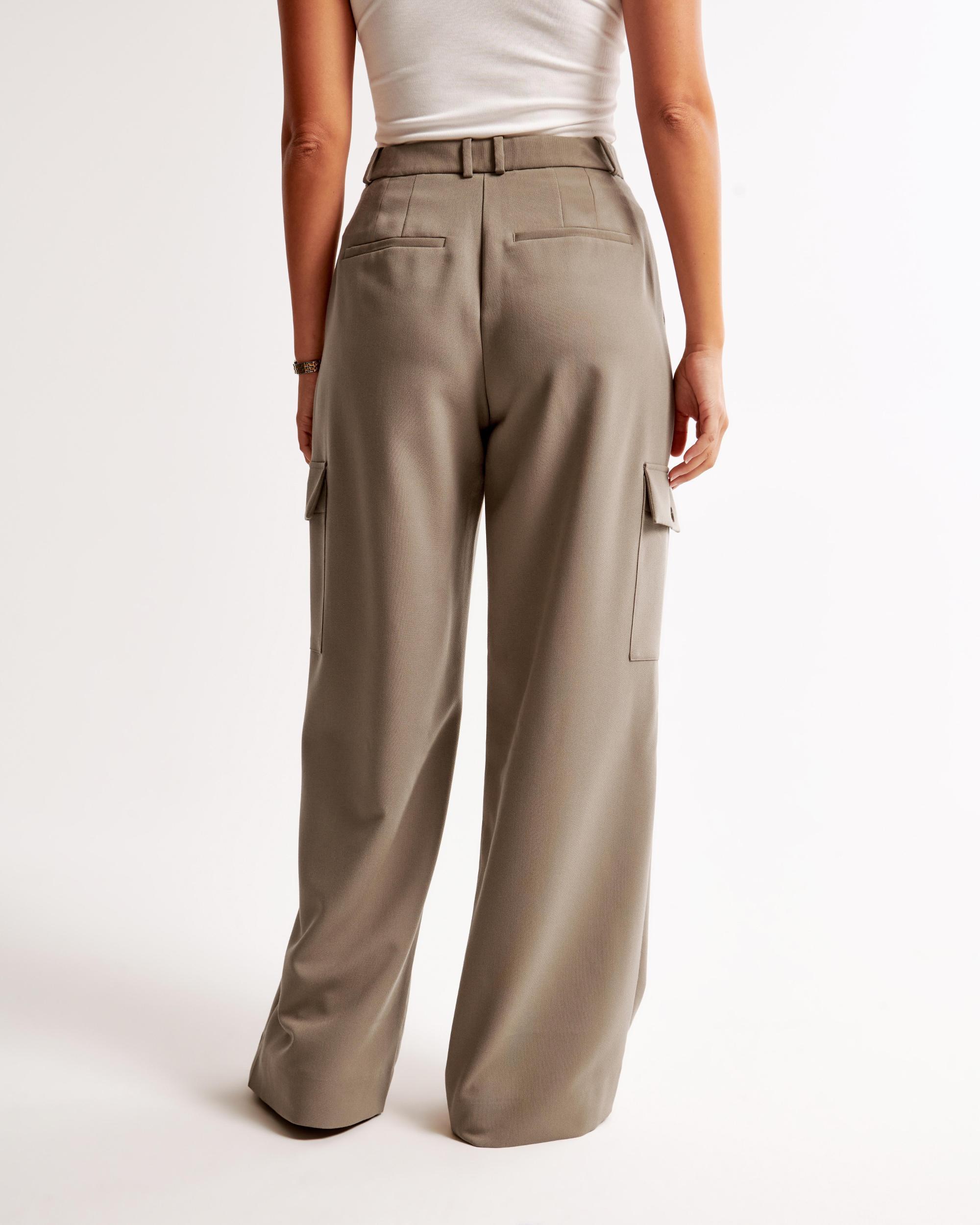 Curve Love A&F Harper Tailored Ultra Wide Leg Cargo Pant Product Image