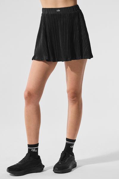 Micro Plisse Tennis Skirt - Black Product Image