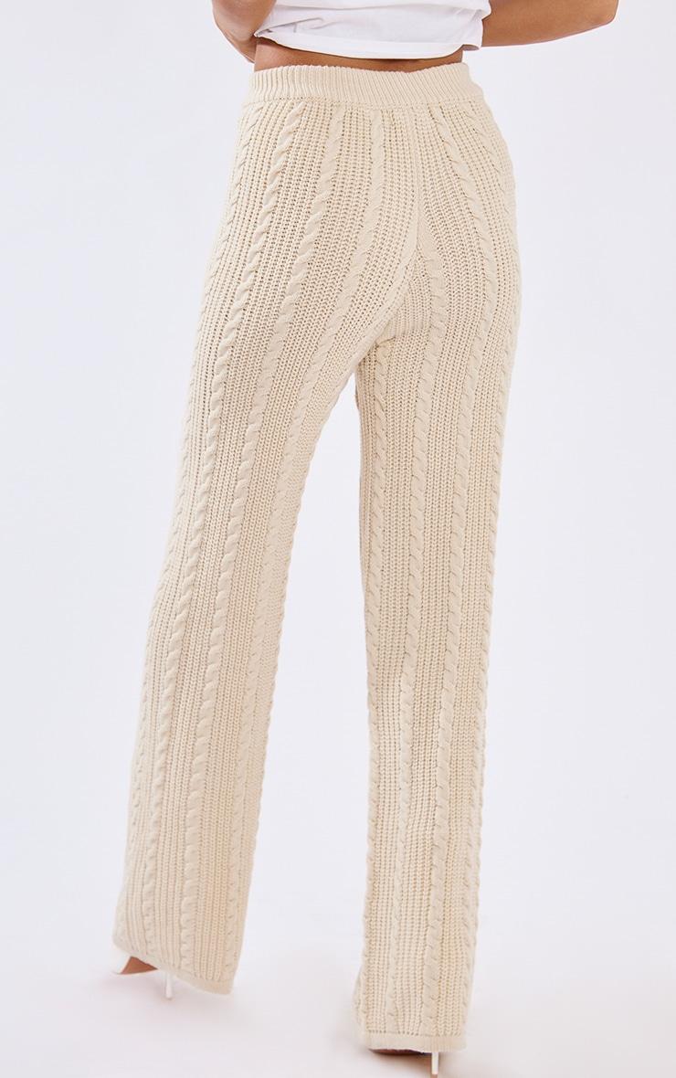 Stone Cable Knit Wide Leg Pants Product Image
