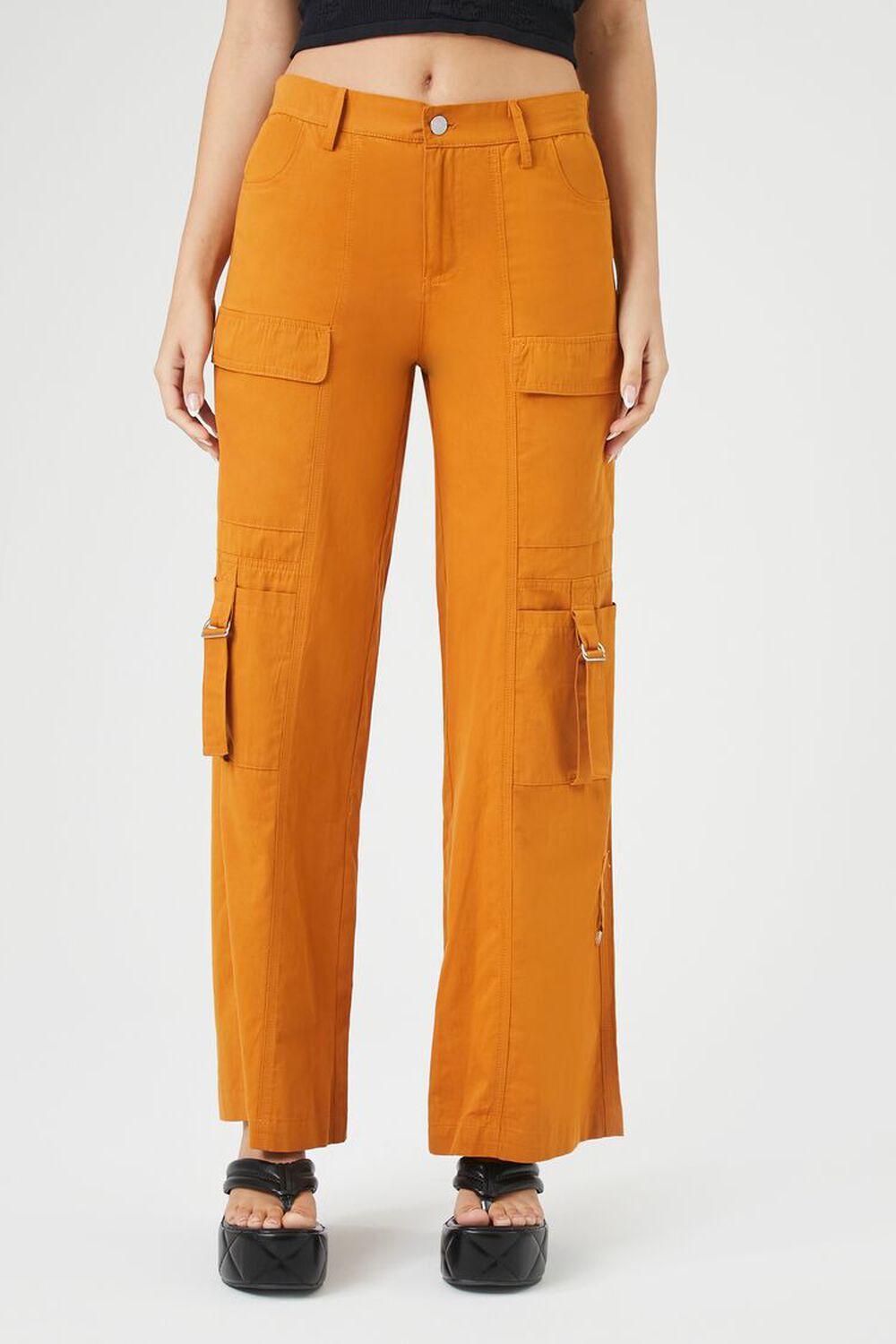 Twill Wide-Leg Utility Cargo Pants | Forever 21 Product Image