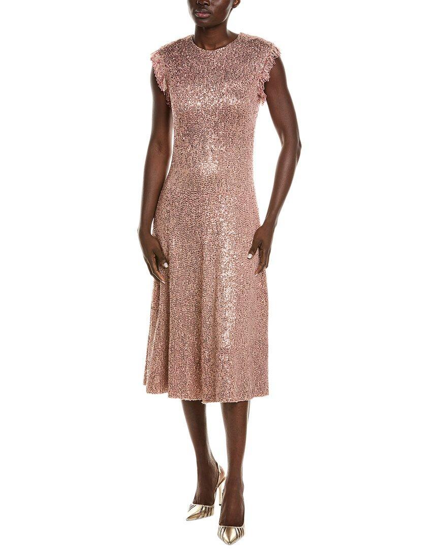 ST JOHN Sequin Wool-blend A-line Dress In Pink Product Image
