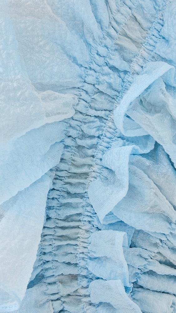 Cecilie Bahnsen Gingham Jacquard Light Blue Geo Top | Shopbop Product Image