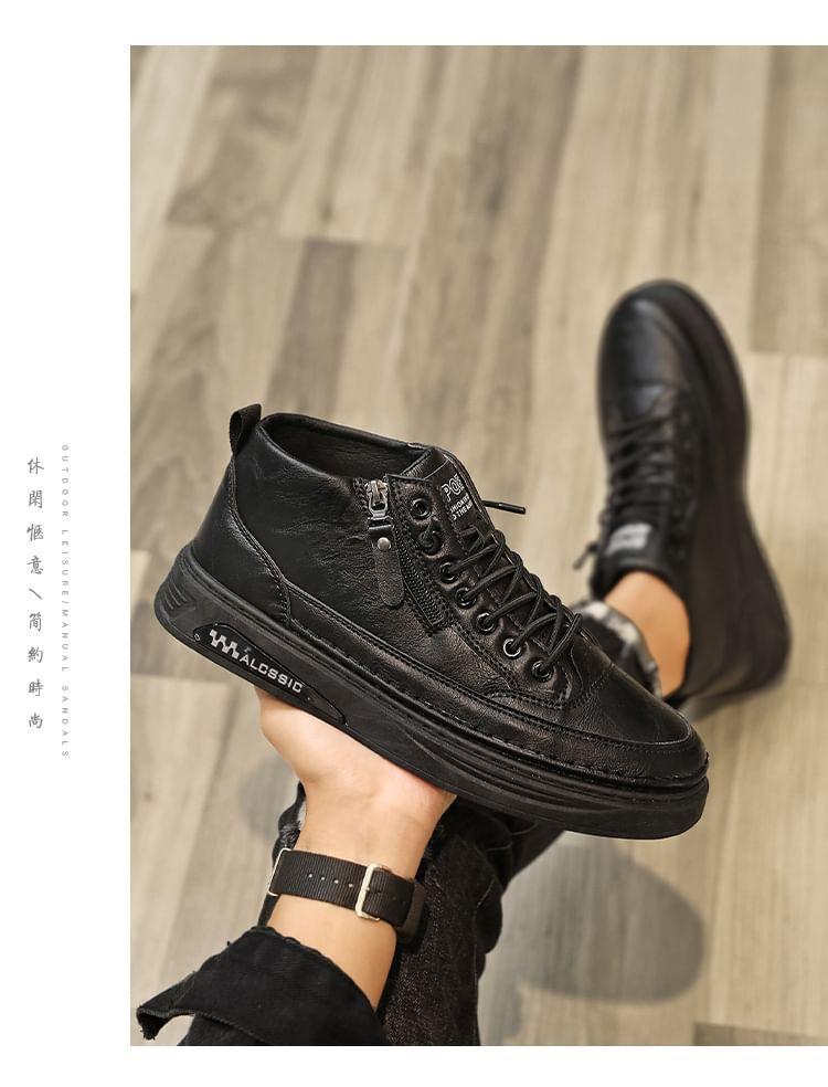 Lettering Lace-Up Platform Sneakers Product Image