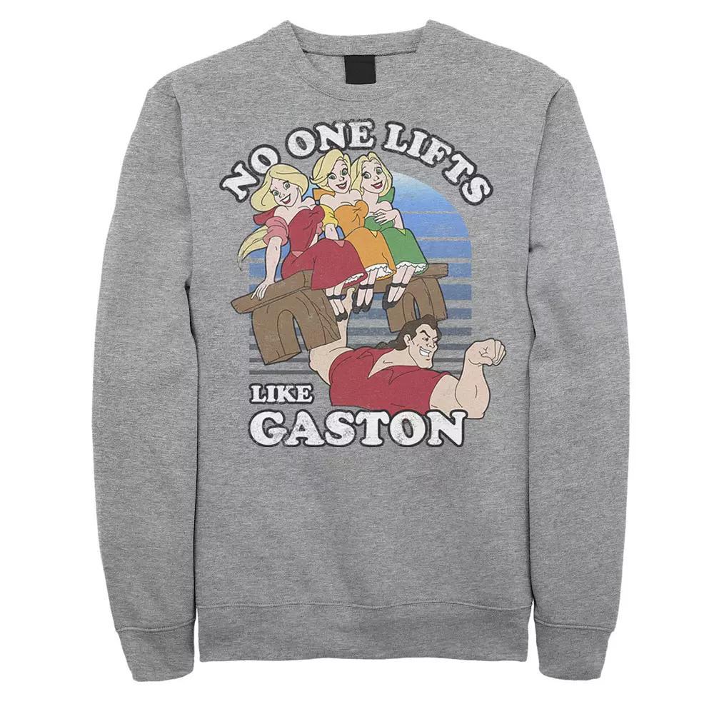 Disney's Beauty And The Beast Men's Lifts Like Gaston Fleece Graphic Pullover, Size: Medium, Athletic Grey Product Image