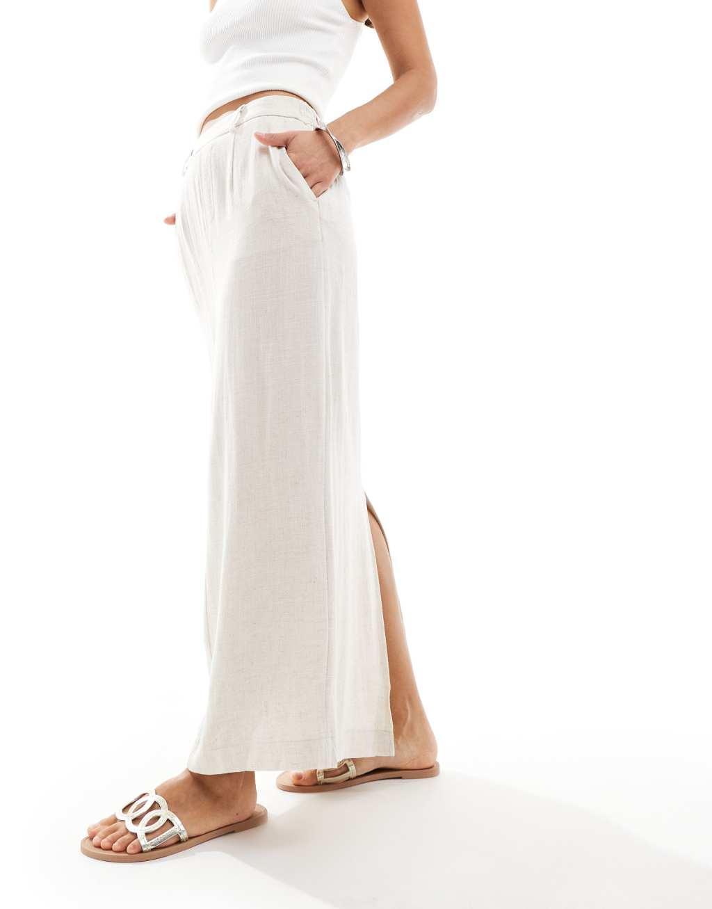 Object tailored ankle length skirt in cream Product Image