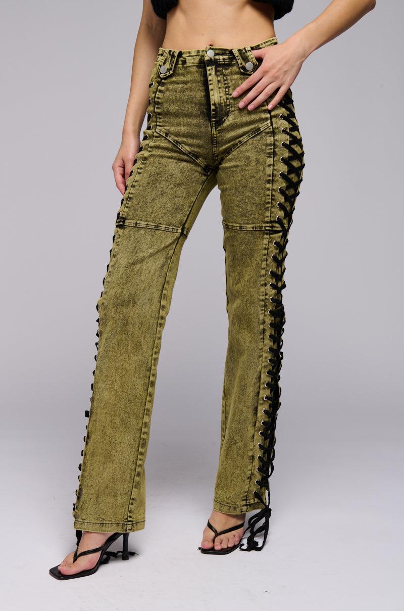 STAND OUT LACED UP JEANS Product Image