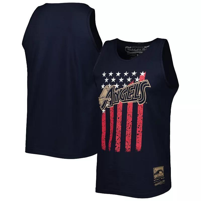 Mens Mitchell & Ness Los Angeles Angels Cooperstown Collection Stars and Stripes Tank Top Blue Product Image