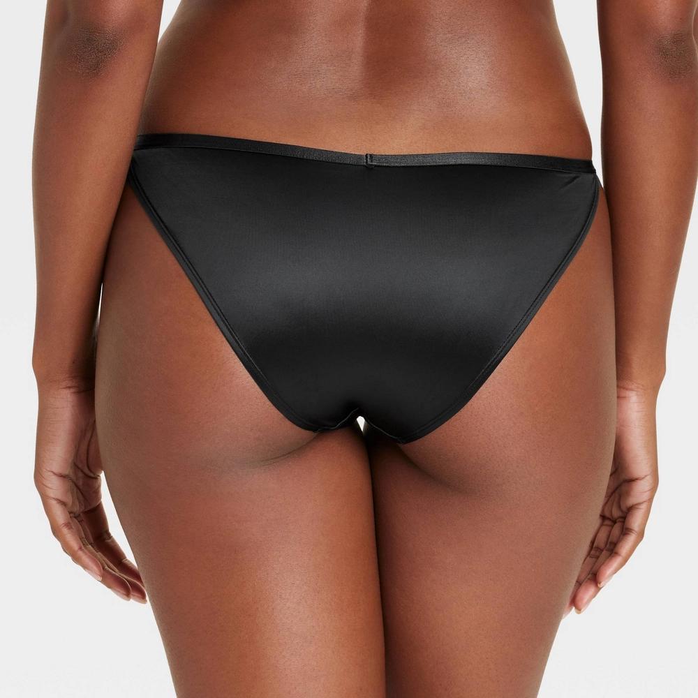Women's Satin Cheeky Underwear - Auden™ Black M: Nylon Spandex Lingerie, Low Rise, Cotton Gusset Product Image